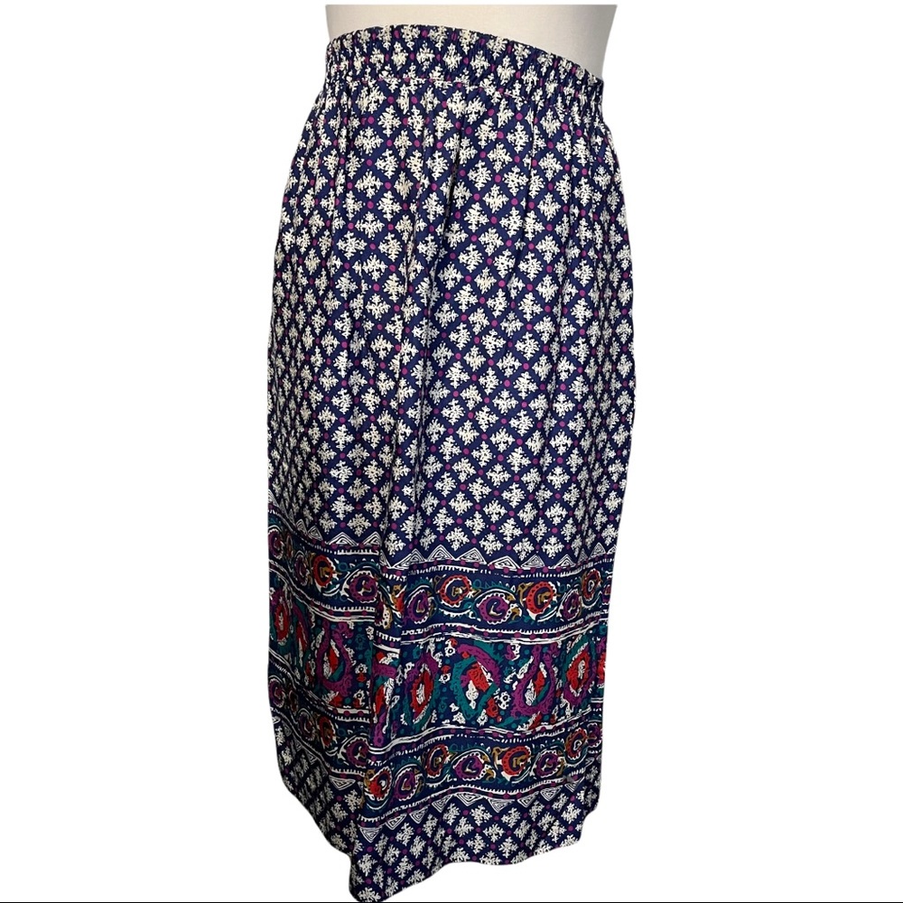 Vintage Laura & Jayne Collection Bright Boho Print Casual Skirt Set Size M - Picture 9 of 11